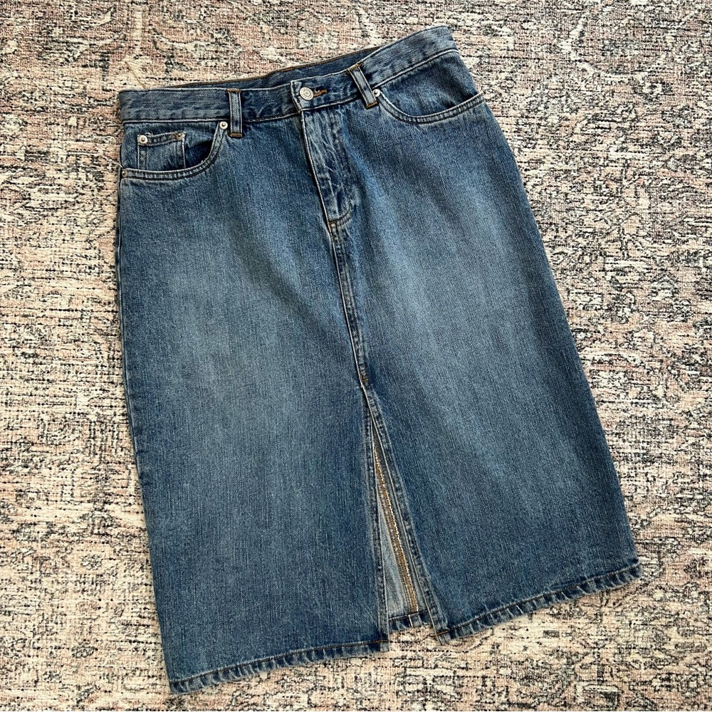 Vintage Old Navy Jean Skirt Front Slit Women’s Size 4  Denim 100% Cotton - Picture 5 of 10